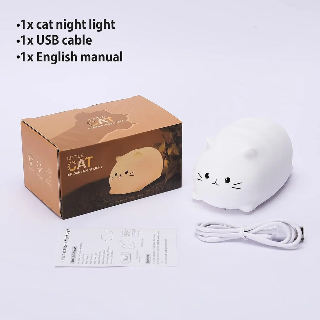 Soft Cat LED Night Light – Rechargeable & Adorable!