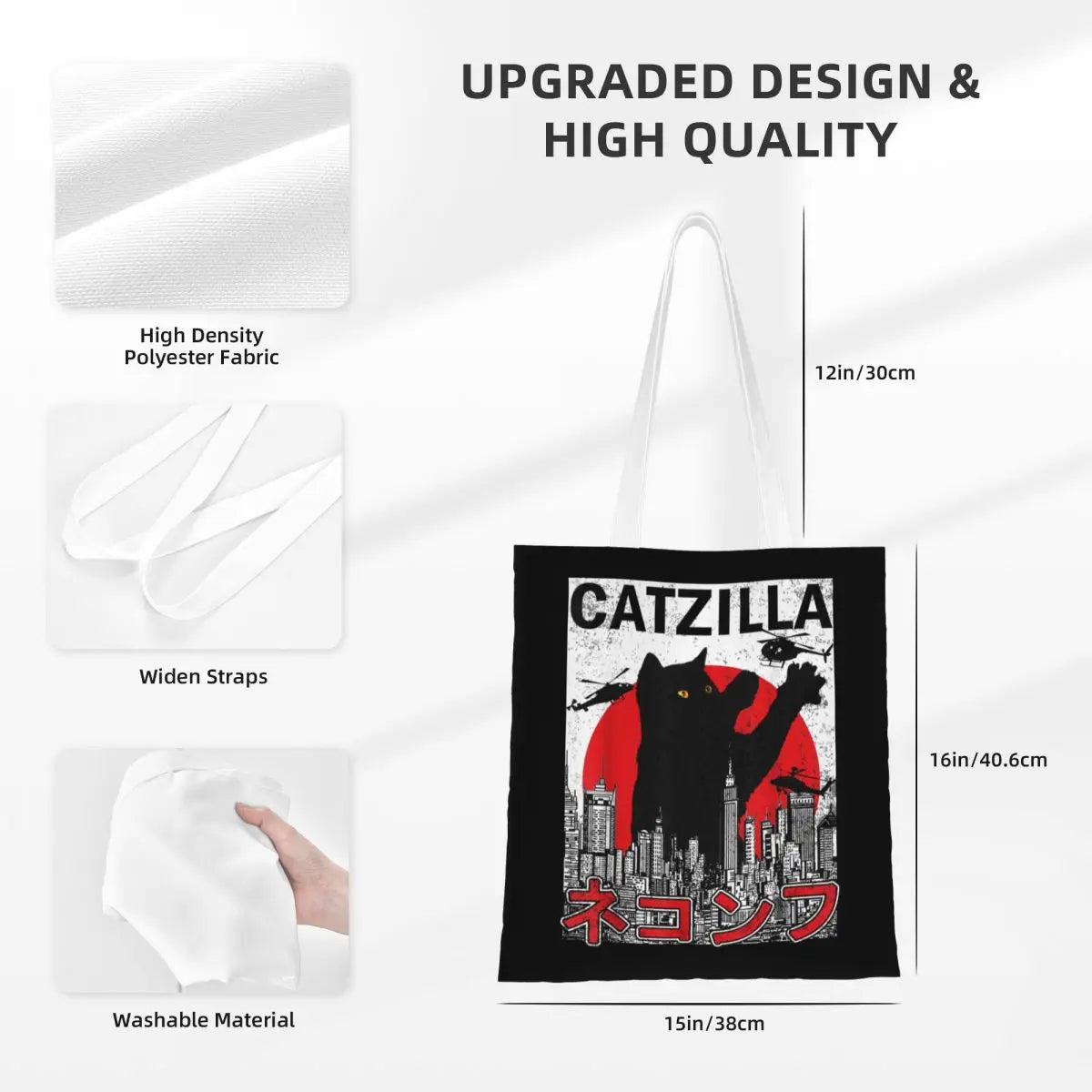 Catzilla Japanese Tote Bag