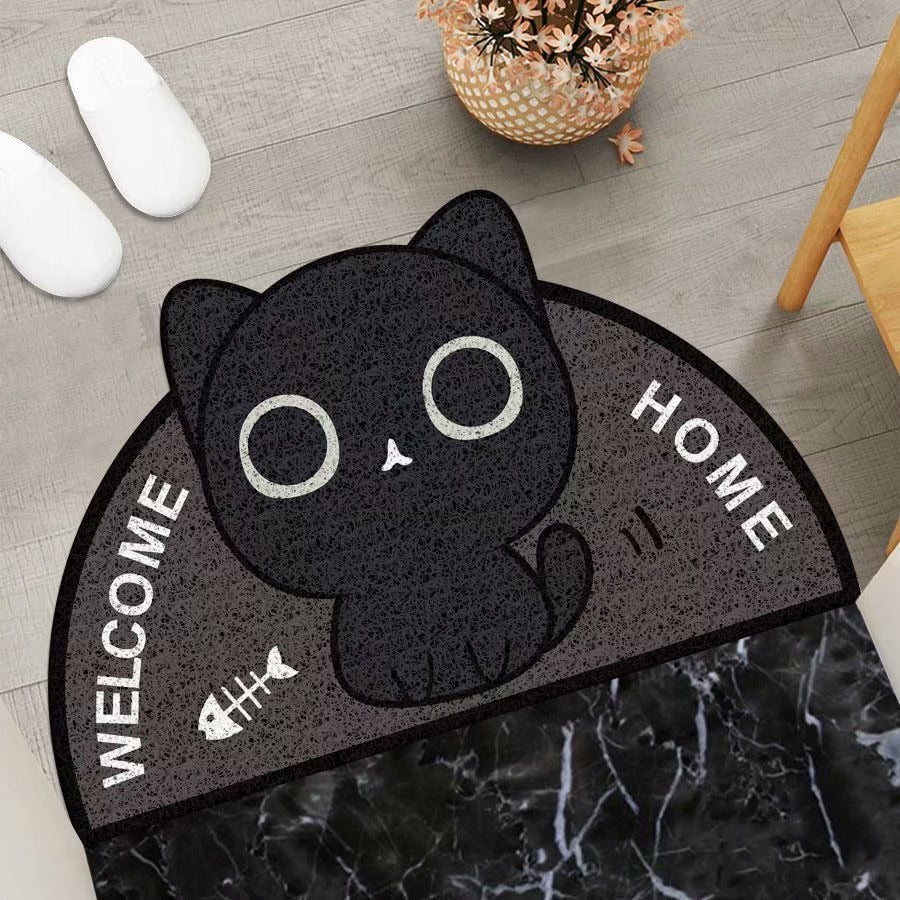 Door Mat Black Cat Welcome Indoor Entrance Rugs Cute Front Doormat Bedroom  Soft